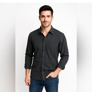 Men's Charcoal Pinstripe Button Down Shirt